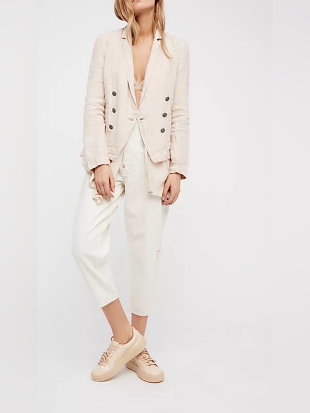 Free People Layered Ruffles  Utility Blazer Size Medium